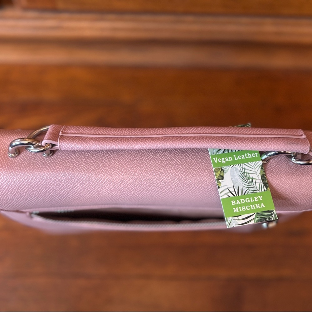 NWT Badgley Mischka Pink Crossbody Bag with Silver Hardware - Picture 7 of 7